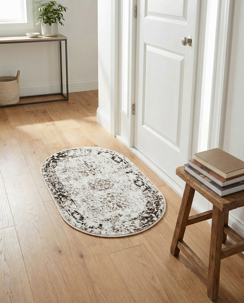 Riviera Elegance Collection Area Rug - Antibes (Beige) Oval Beige  lifestyle 52