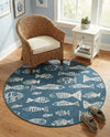 Seaside Haven Rugs Collection Area Rug -  Oceanview Round Blue  lifestyle 31
