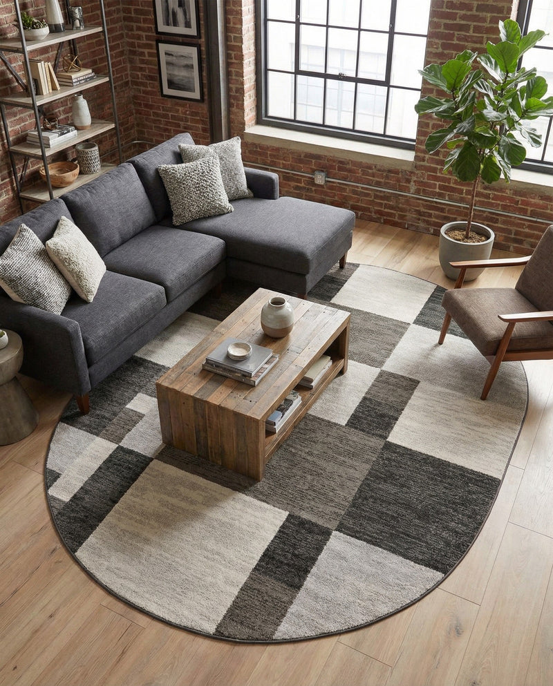 Autumn Meadow Collection Area Rug -  Sycamoreside (Gray) Oval Gray  lifestyle 26