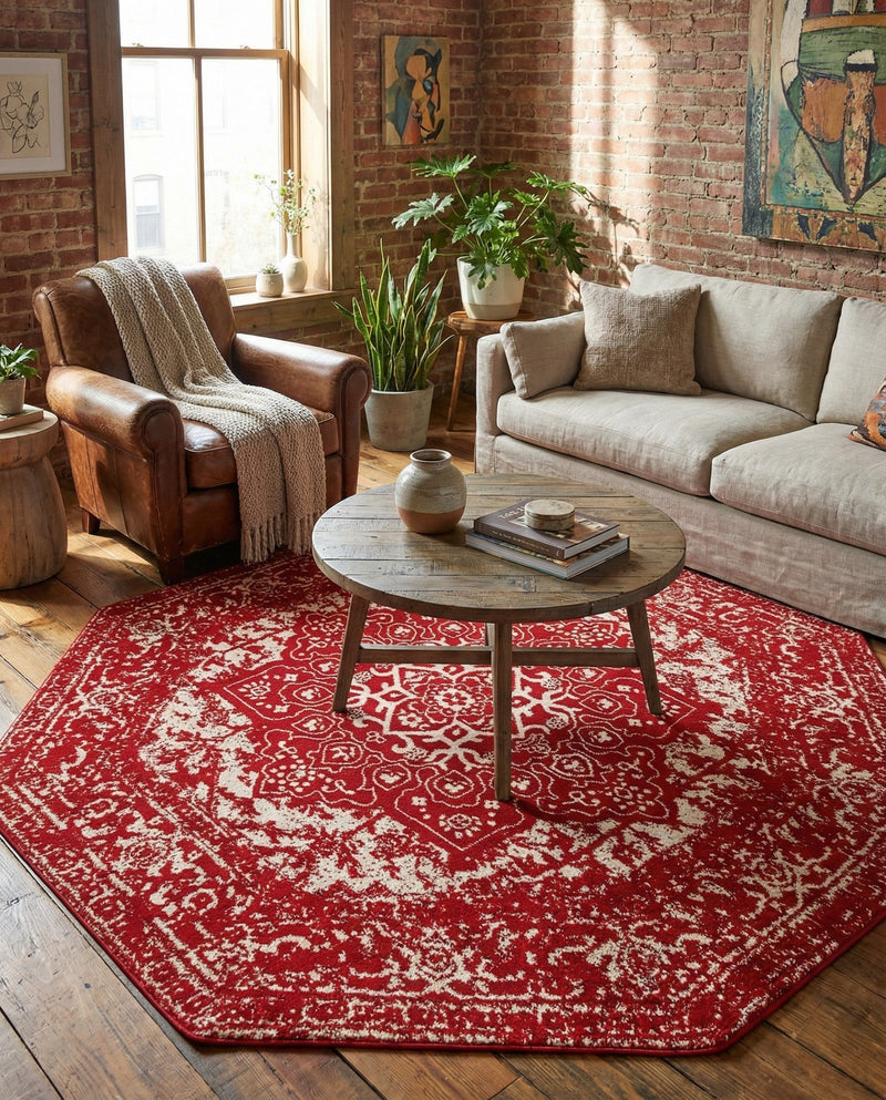 Georgetown Rugs Collection Area Rug - Dupont (Red) Octagon Red  lifestyle 72