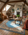 Tabriz Tapestry Collection Area Rug - Azerbaijan (Light Blue) Rectangle Light Blue  lifestyle 4