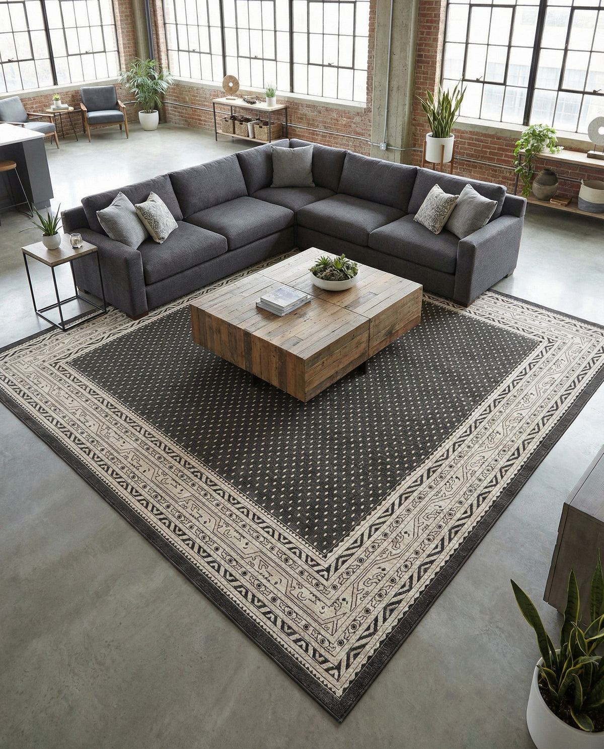 Soho Elegance Collection Area Rug -  Mercer (Gray) Square Gray  lifestyle 103