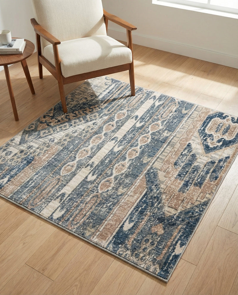 Cascade Range Collection Area Rug - Hood (Navy Blue) Square Navy Blue  lifestyle 73