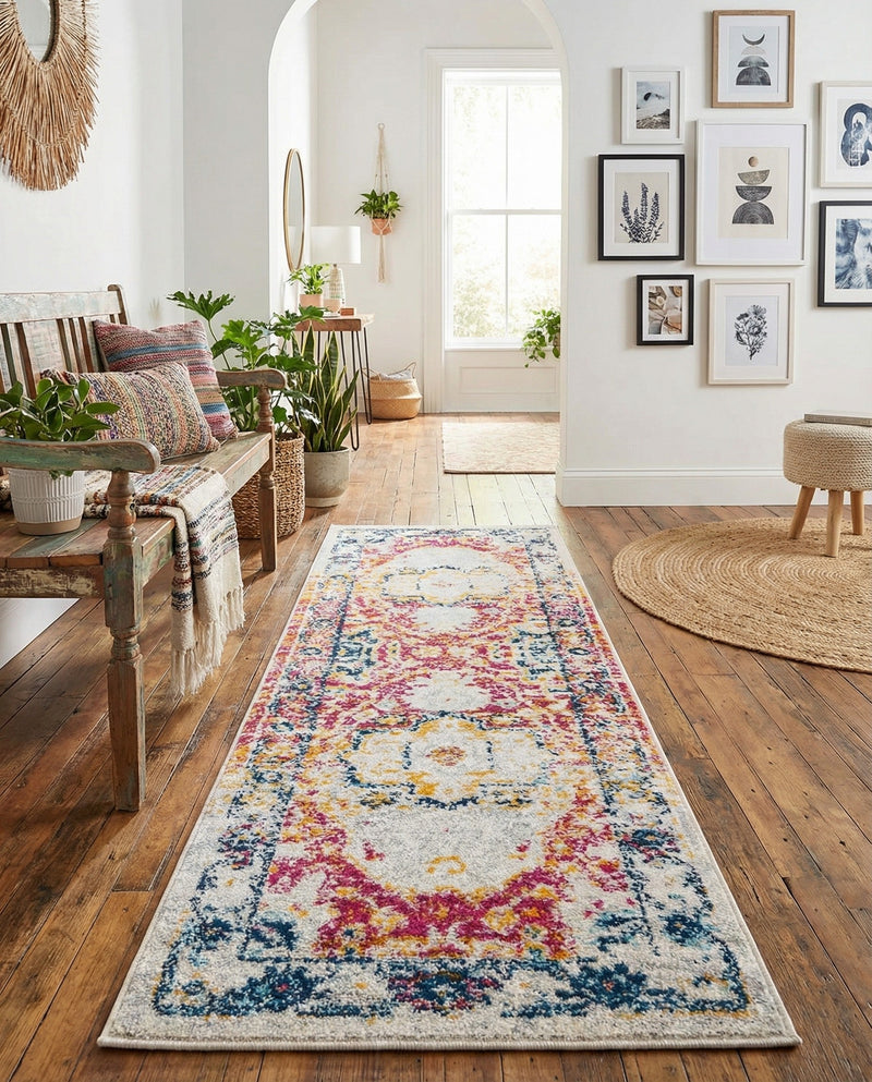 Parisian Elegance Collection Area Rug - Versailles (Pink Gray) Runner Pink Gray  lifestyle 40