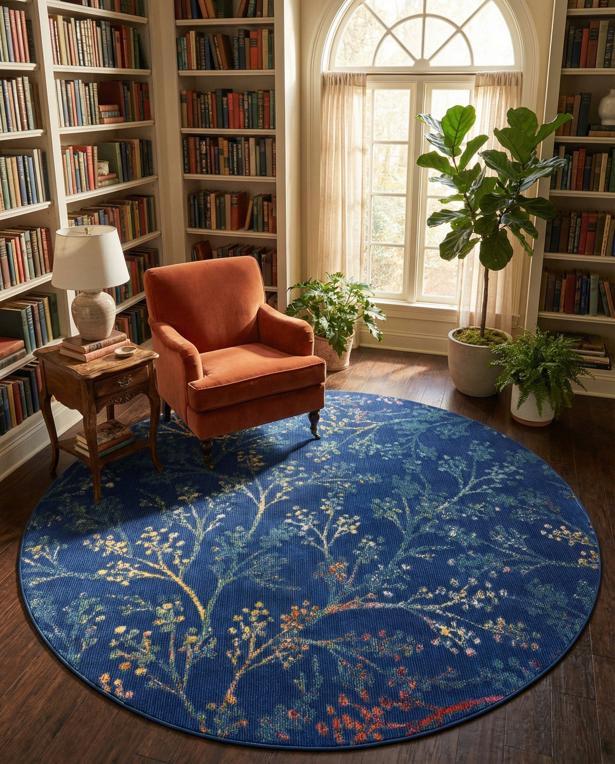 Meadow Breeze Collection Area Rug -  Sunbeam Round Blue  lifestyle 55