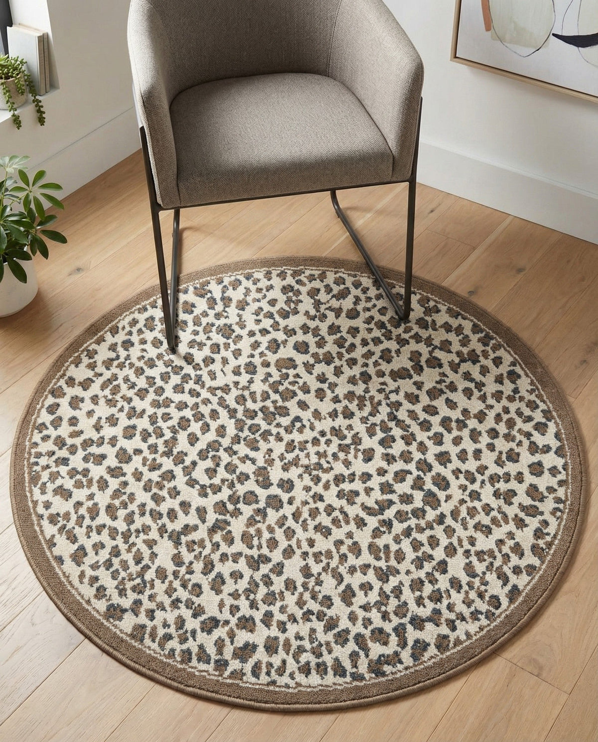 Savannah Sojourn Collection Area Rug - Serengeti Round Brown  lifestyle 139