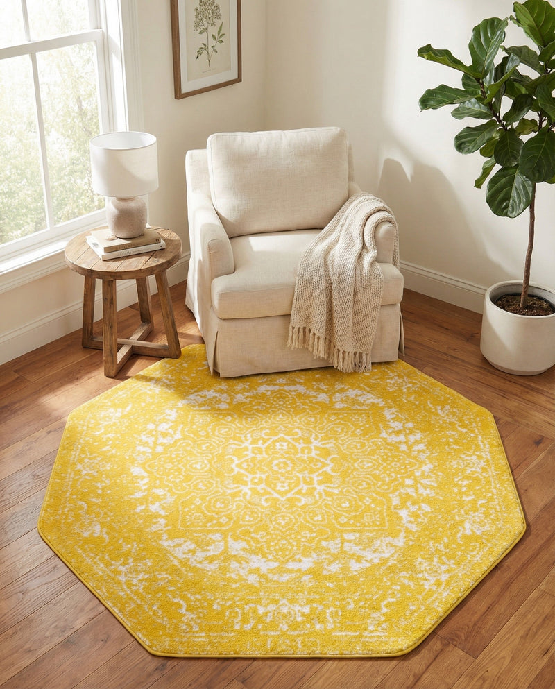 Georgetown Rugs Collection Area Rug - Dupont (Yellow) Octagon Yellow  lifestyle 66