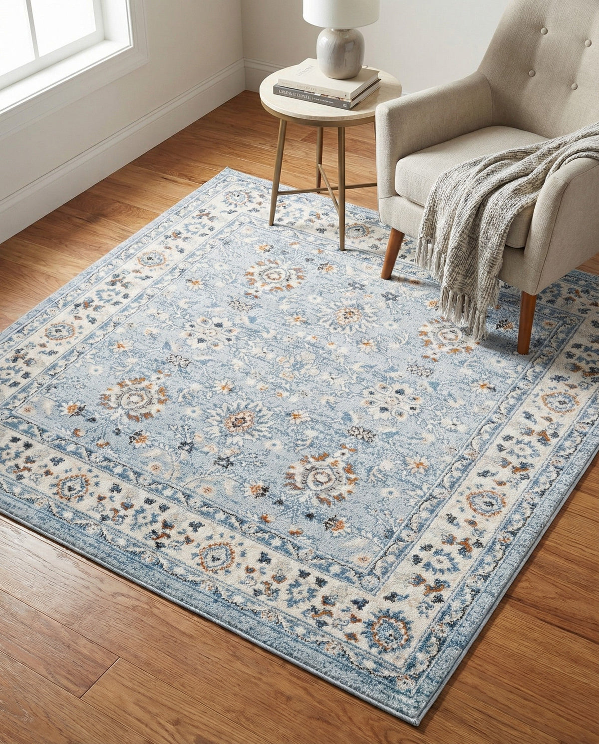 Savannah Elegance Collection Area Rug - Augusta (Aqua Blue) Square Aqua Blue  lifestyle 131