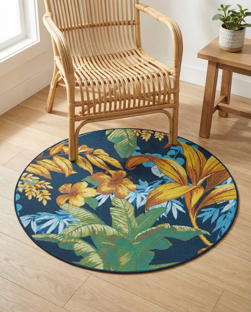 Seaside Blooms Collection Area Rug -  Grove Round Multi  lifestyle 43