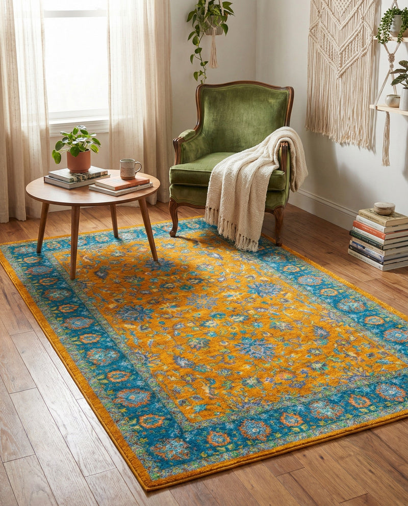 Casablanca Tapestry Collection Area Rug -  Marrakech (Sunshine Yellow) Rectangle Sunshine Yellow  lifestyle 17