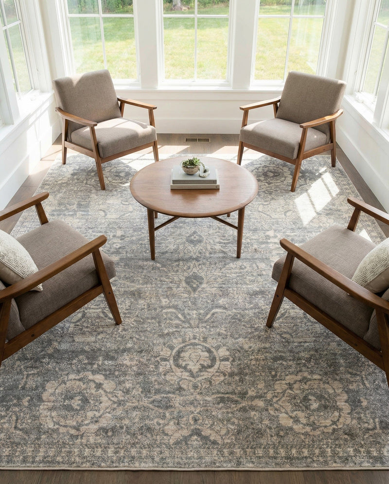 Seville Stripes Collection Area Rug -  Cordoba (Gray) Square Gray  lifestyle 64