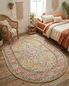 Seville Stripes Collection Area Rug - Cadiz (Yellow) Oval Yellow  lifestyle 69