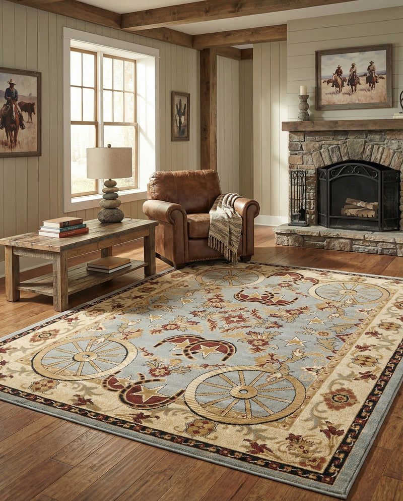 Frontier Trails Collection Area Rug -  Onyx Rectangle Blue  lifestyle 44