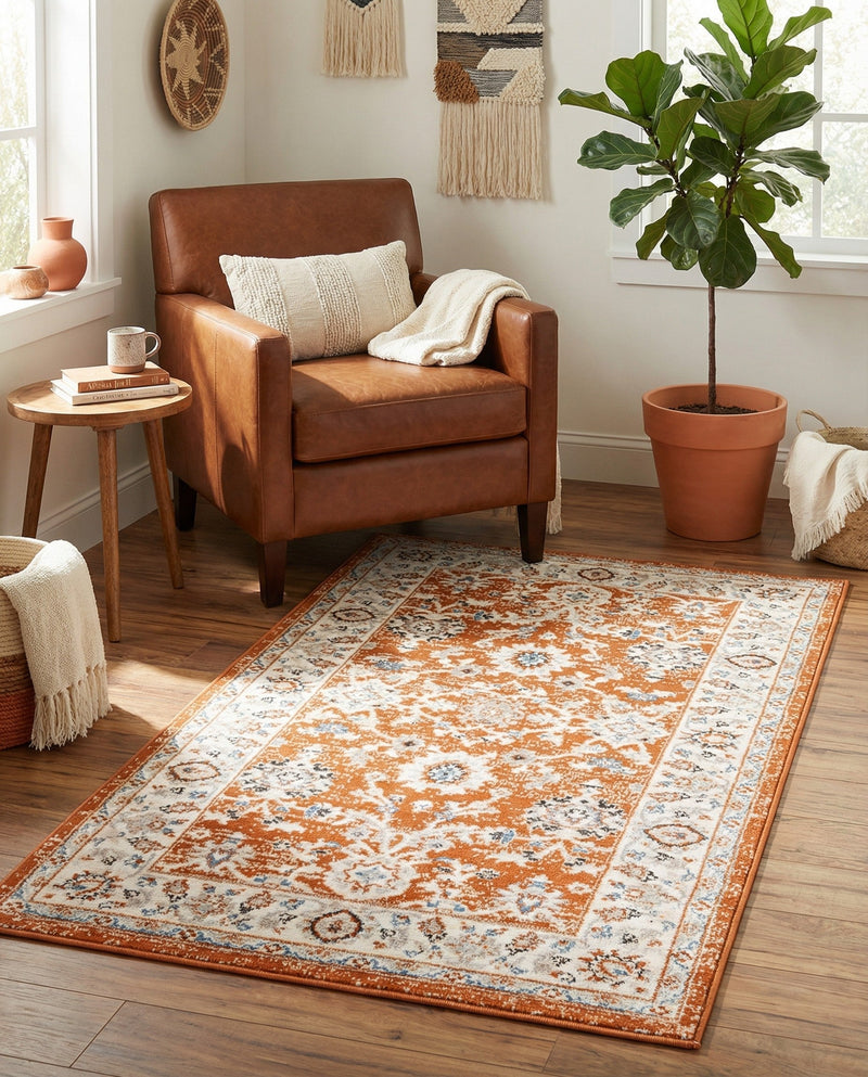 Savannah Elegance Collection Area Rug - Augusta (Rust Red) Rectangle Rust Red  lifestyle 26