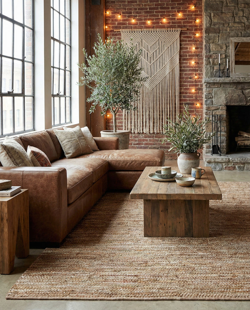 Urban Shimmer Jute Collection Area Rug - Metropolis Rectangle Natural  lifestyle 17