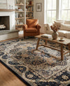 Persian Elegance Collection Area Rug -  Shiraz Rectangle Navy Blue  lifestyle 22