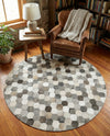 Savannah Hideaway Collection Area Rug - Savannah Round Ivory Gray  lifestyle 45