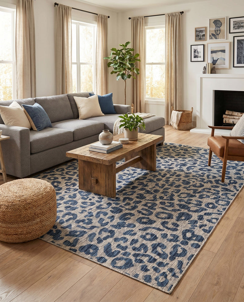 Savannah Escape Collection Area Rug -  Amazon (Blue) Rectangle Blue  lifestyle 4