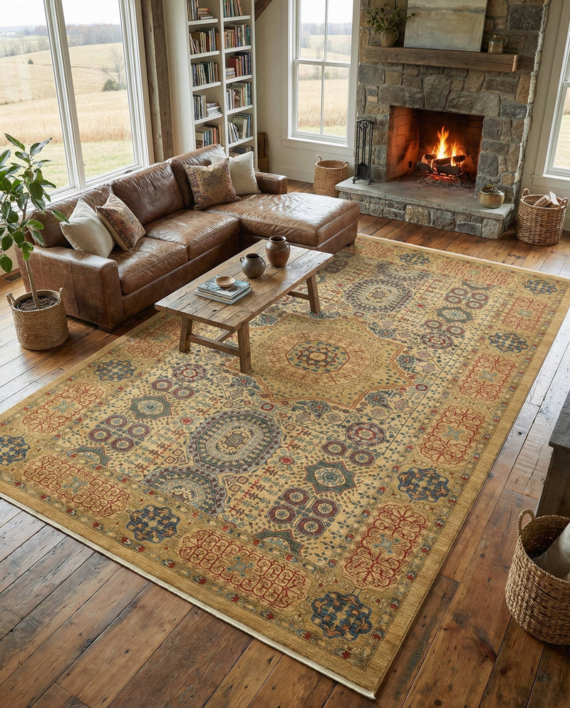 Ottoman Elegance Collection Area Rug -  Ephesus Rectangle Beige  lifestyle 60