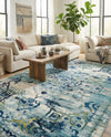 Chateau Elegance Collection Area Rug -  Riviera Rectangle Blue  lifestyle 27