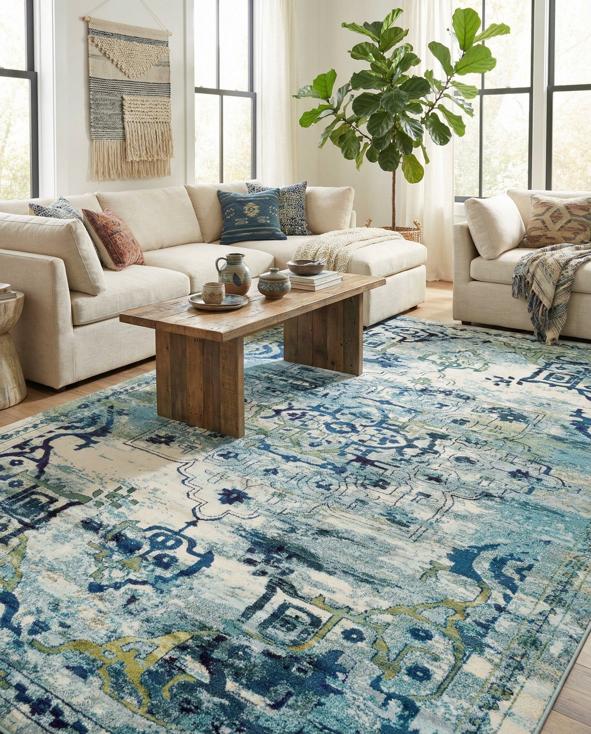 Chateau Elegance Collection Area Rug -  Riviera Rectangle Blue  lifestyle 27