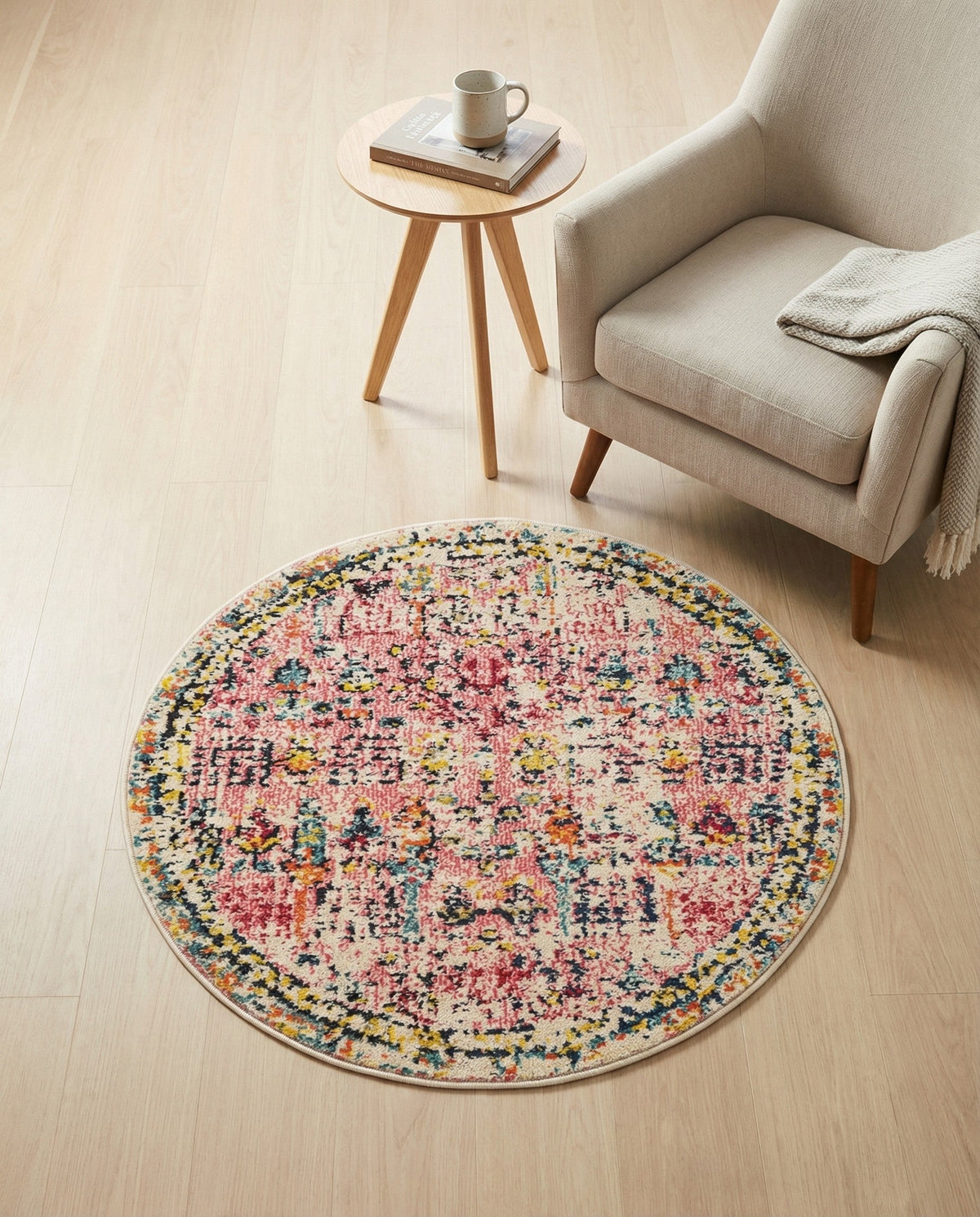 Sierra Collection Area Rug -  Shasta Round Pink  lifestyle 105