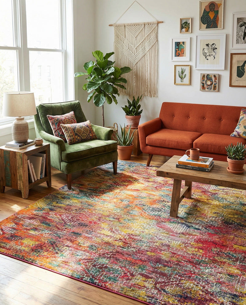 Colorburst Oasis Collection Area Rug -  Azura Square Multi  lifestyle 65