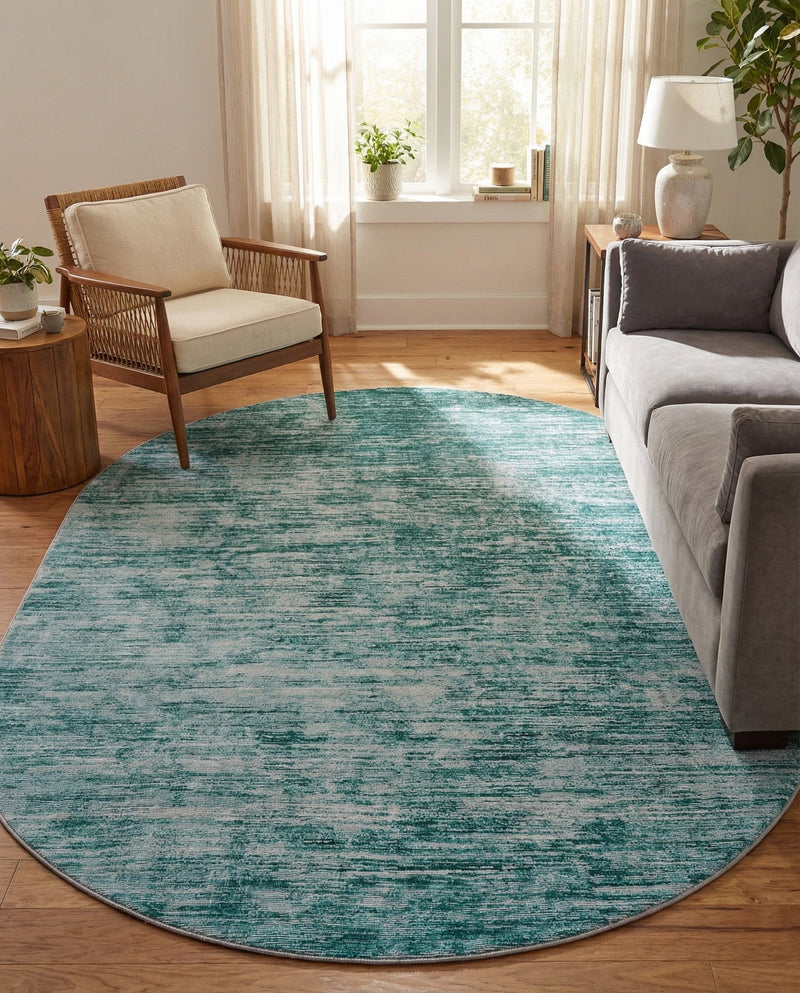 Sahara Essence Collection Area Rug - Oasis (Teal) Oval Teal  lifestyle 77