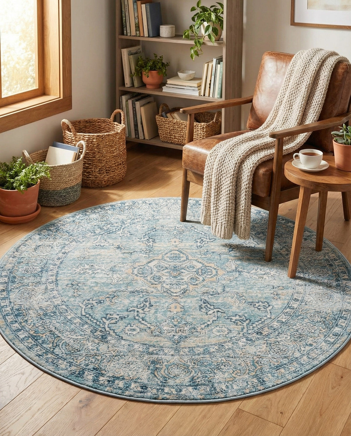 Coastal Haven Collection Area Rug -  Marina Round Blue  lifestyle 211
