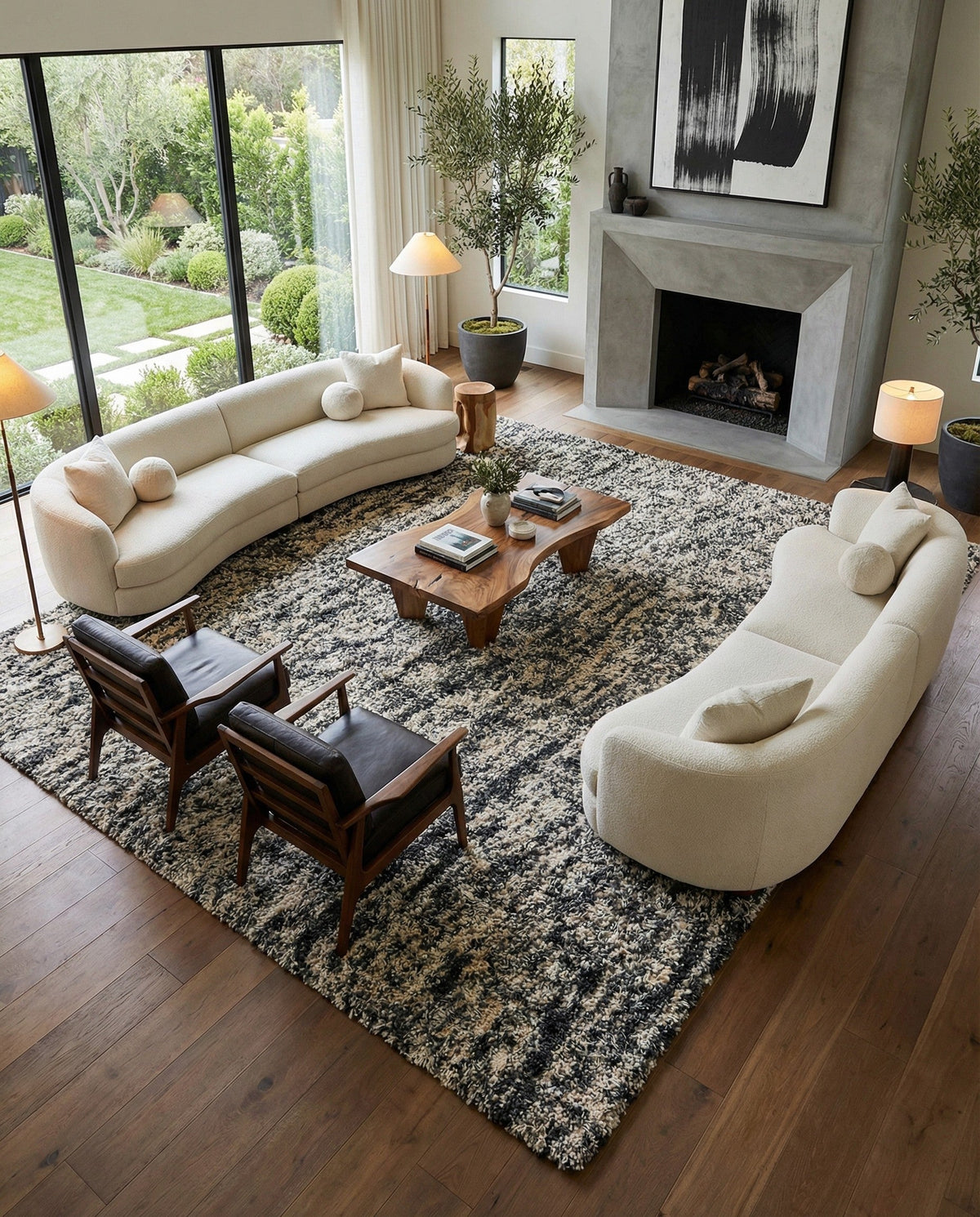 Wellington Luxe Shag Collection Area Rug - Kapiti Square Salt and Pepper  lifestyle 185