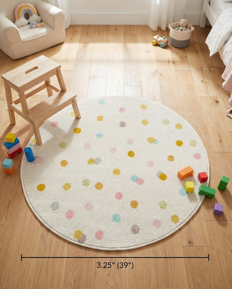 Wonder Tykes Collection Area Rug -  Fable Round Ivory  lifestyle 34