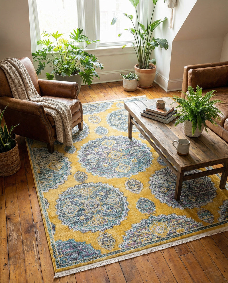 Arcadia Rugs Collection Area Rug -  Atlantis (Yellow) Rectangle Yellow  lifestyle 15