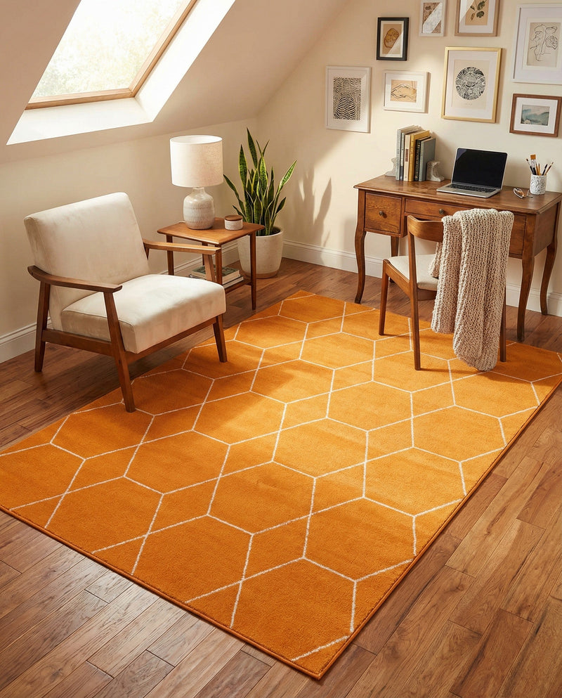 Trellis Mosaic Collection Area Rug - Arborville (Orange) Rectangle Orange  lifestyle 18
