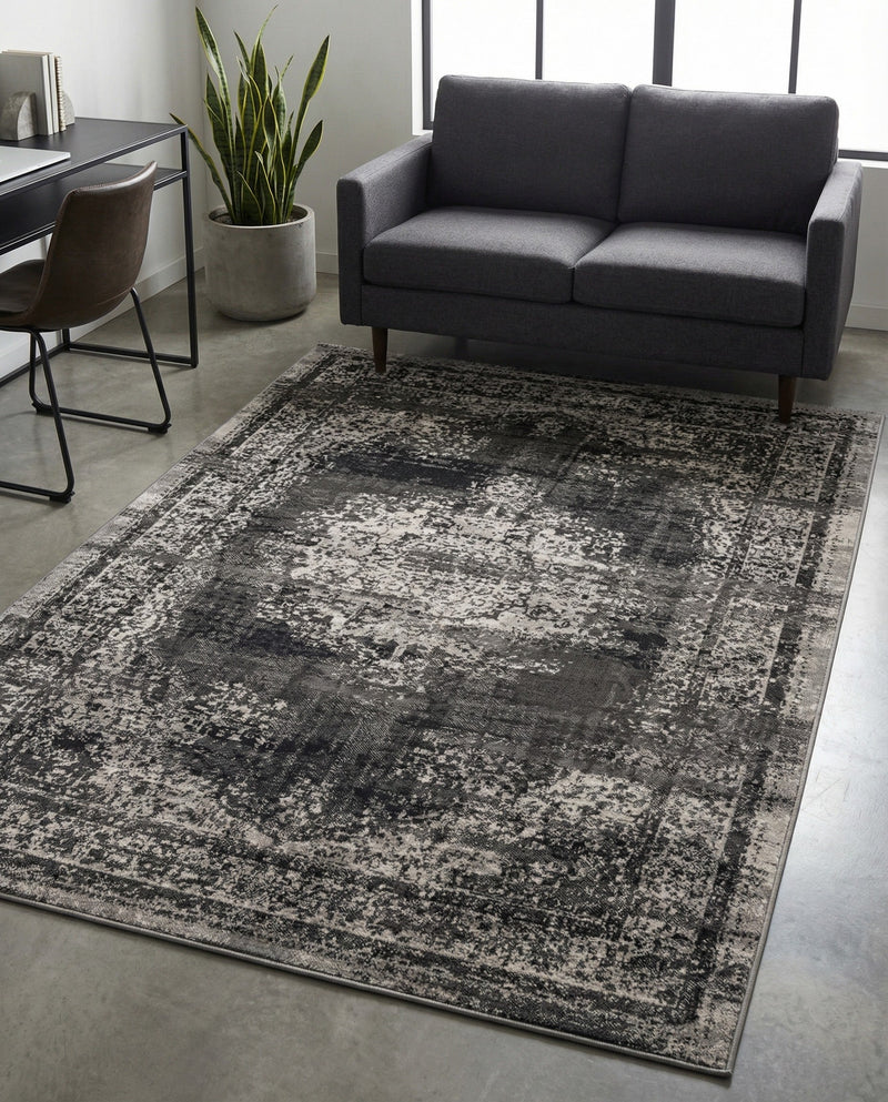 Geneva Terrace Collection Area Rug -  Vevey Rectangle Gray  lifestyle 21
