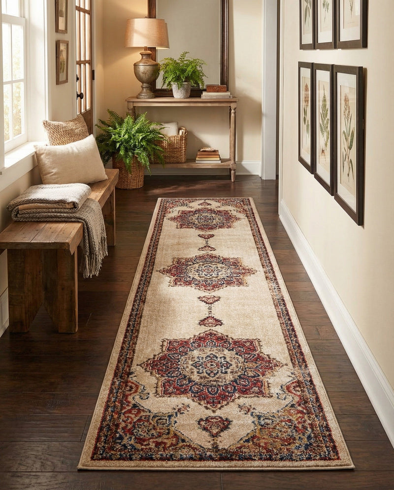 Eden Oasis Collection Area Rug -  Tranquility (Cream) Runner Cream  lifestyle 53