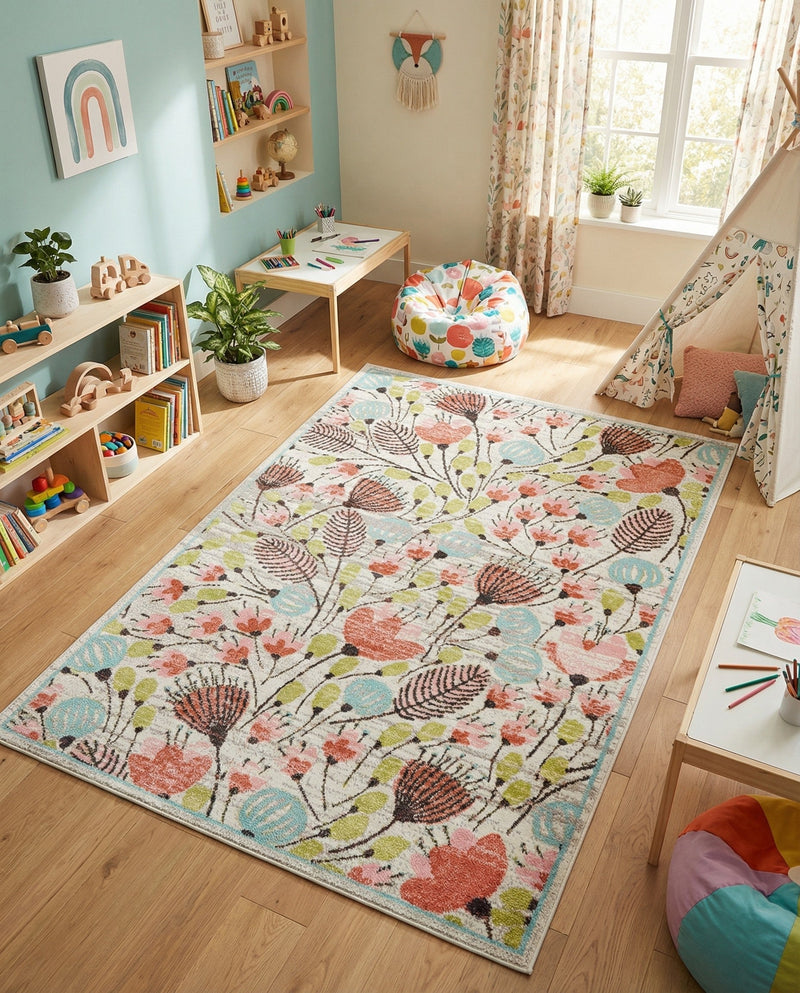 Wonder Tykes Collection Area Rug -  Fantasy Rectangle Ivory  lifestyle 32