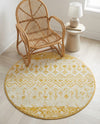Mediterranean Lattice Collection Area Rug -  Casablanca (Ivory and Yellow) Round Ivory and Yellow  lifestyle 34
