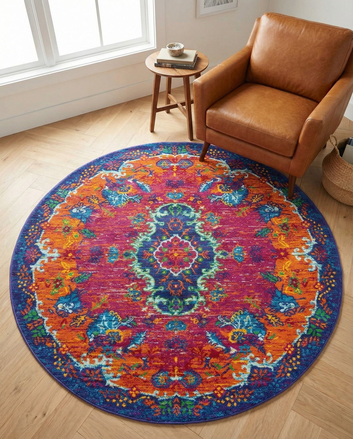 Caribbean Cove Collection Area Rug -  Nevis Round Fuchsia  lifestyle 59