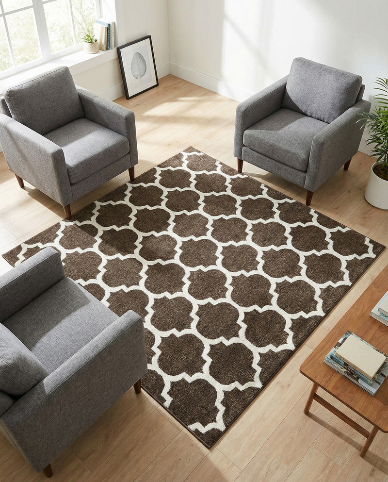 Lattice Gardens Collection Area Rug -  Bloomfield (Chocolate Brown) Square Chocolate Brown  lifestyle 76