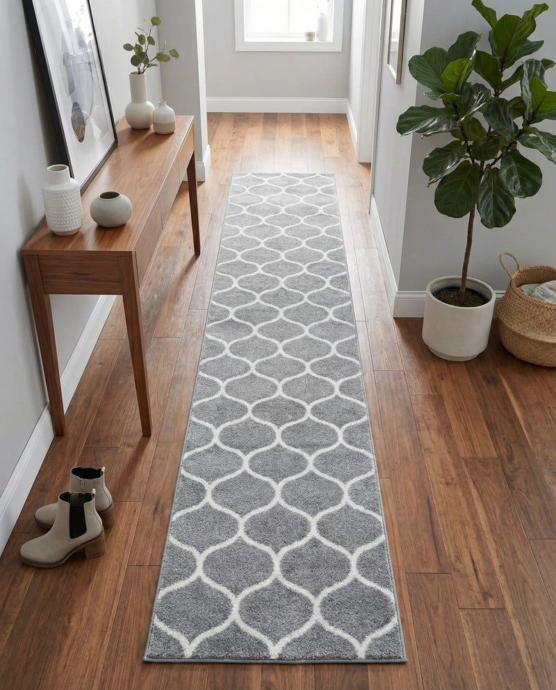 Trellis Mosaic Collection Area Rug -  Pergolatown (Light Gray) Runner Light Gray  lifestyle 82