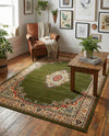 Tabriz Tapestry Collection Area Rug - Azerbaijan (Green) Rectangle Green  lifestyle 19
