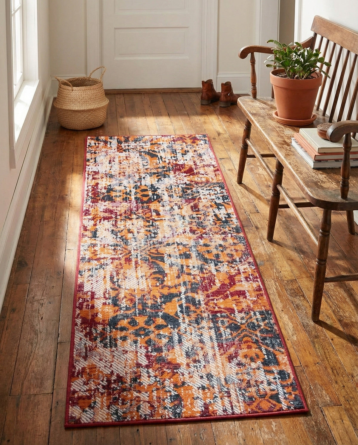 Geneva Terrace Collection Area Rug -  Morges Runner Rust Red  lifestyle 110