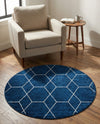 Trellis Mosaic Collection Area Rug - Arborville (Navy Blue) Round Navy Blue  lifestyle 68
