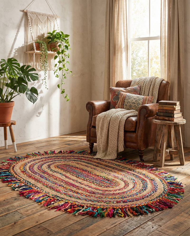 Osian Looms Collection Area Rug - Kathmandu Oval Multi  lifestyle 34