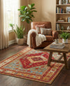 Patio Heritage Collection Area Rug -  Arbor Rectangle Red Green Blue  lifestyle 9
