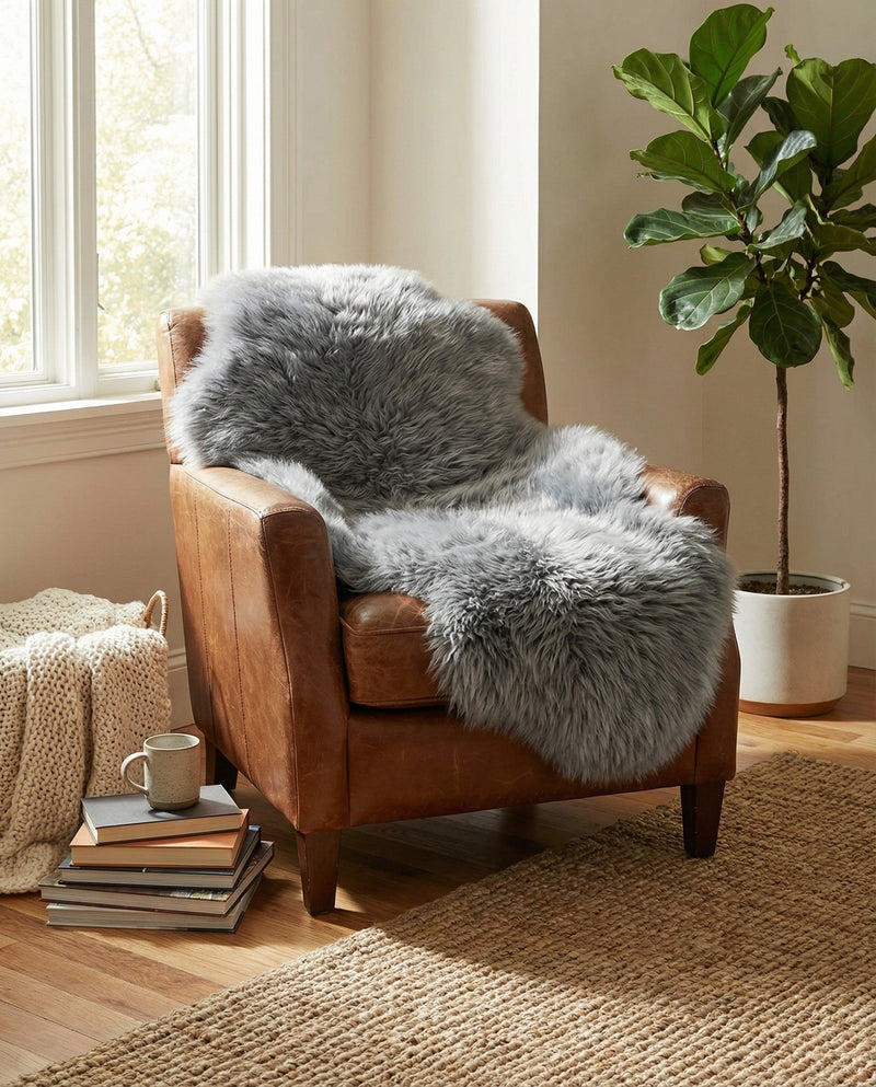 Arctic Lambskin Luxe Collection Area Rug - Tundra Rectangle Gray  lifestyle 21
