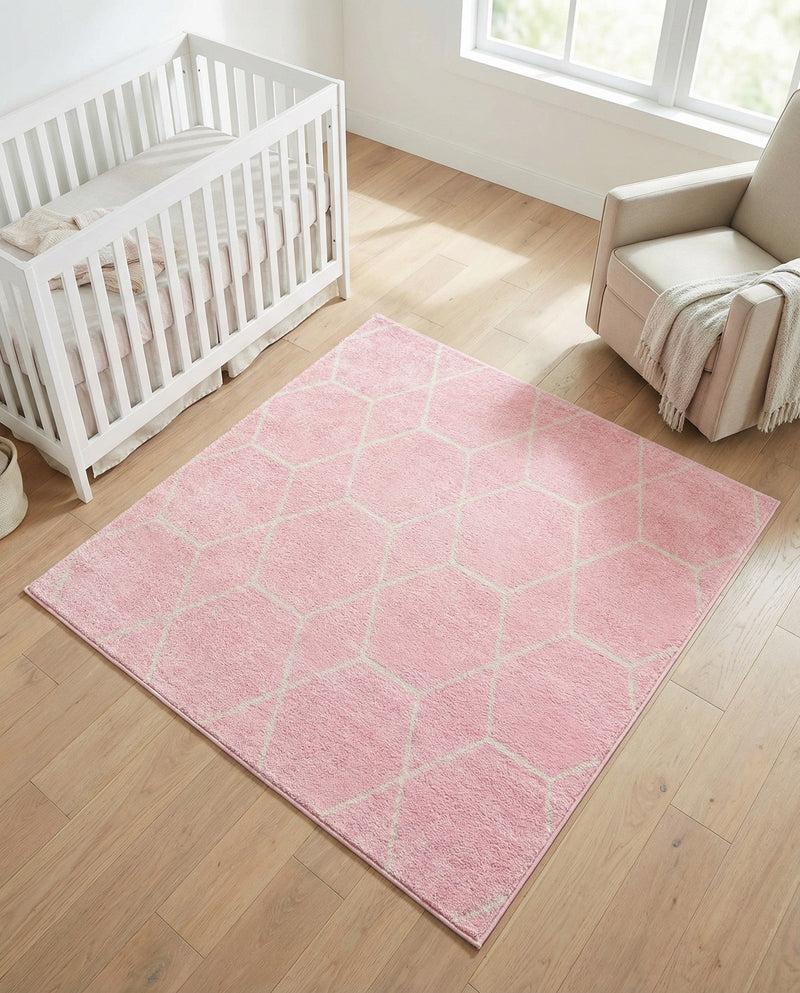 Trellis Mosaic Collection Area Rug - Arborville (Light Pink) Square Light Pink  lifestyle 83