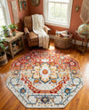 Parisian Elegance Collection Area Rug - Versailles (Rust Red) Octagon Rust Red  lifestyle 71