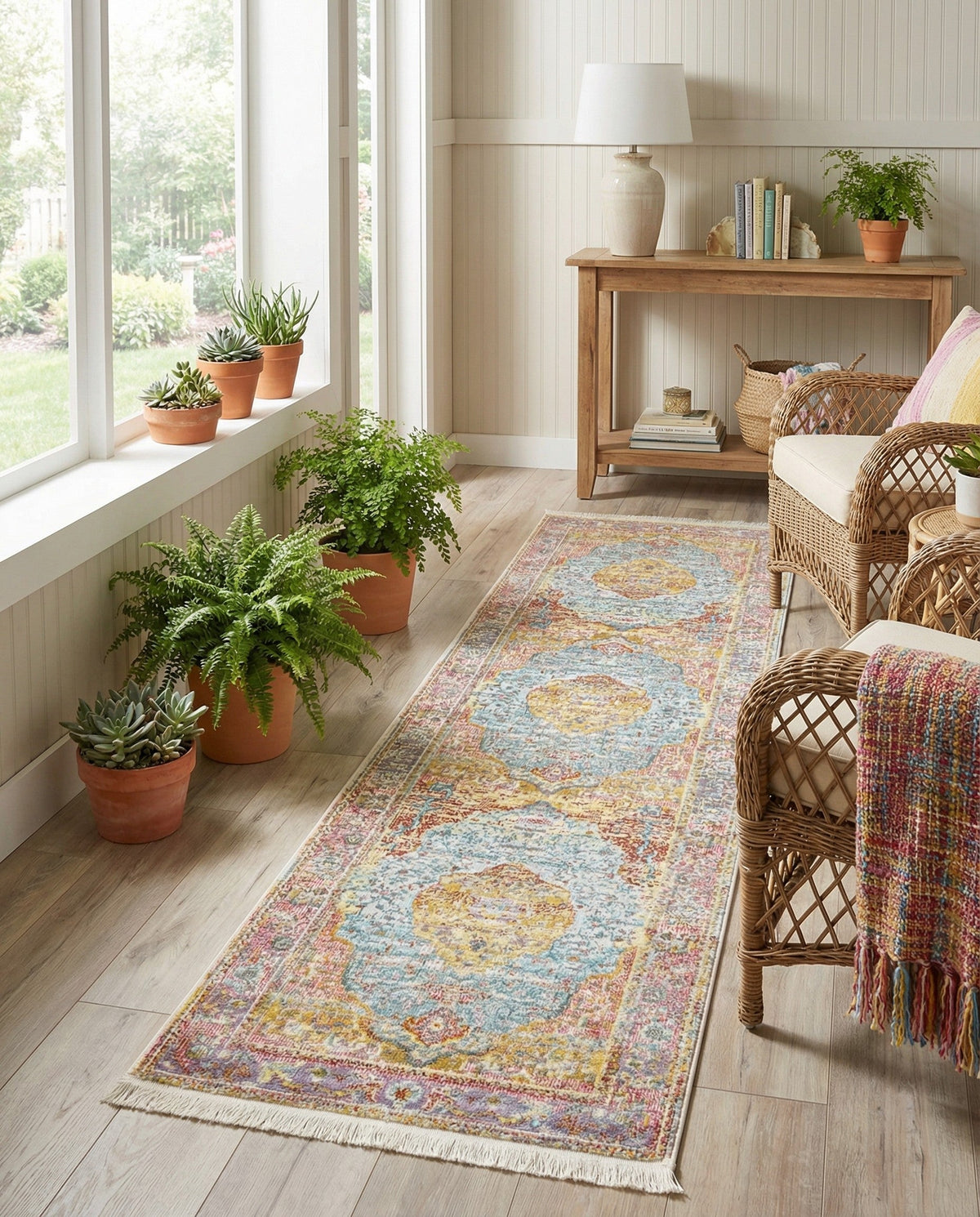 Caribbean Breeze Collection Area Rug -  Vieques Runner Light Blue  lifestyle 194