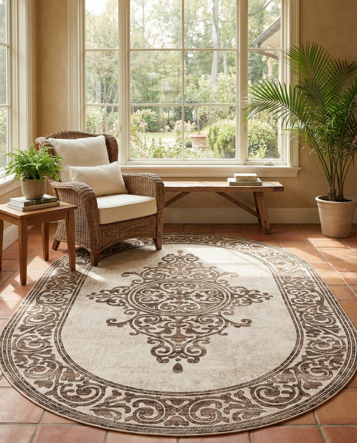 Sanctuary Retreat Collection Area Rug - Haven Oval Chocolate Brown  lifestyle 164